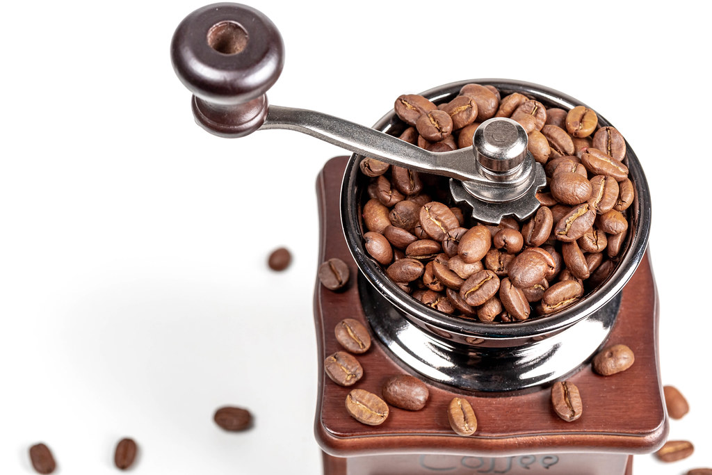grinding a coffee beans